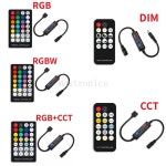 광산 LED 스트립 라이트 컨트롤러 RF 무선 리모컨 단일 CCT RGB 램프 14 키 17 21 28 5V 12V 24V DC