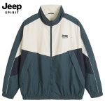 지프스피릿 JEEP SPIRIT 차이나넥 집업재킷 블루종핏 캐주얼 유니 컬러 블락 우븐 자켓 J6058