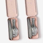 핑크 등산 수저 2인 세트 접이식 캠핑 숟가락