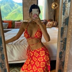 프린트 피스 수영복 스플릿 비키니 핫 스프링 리조트 비치 B