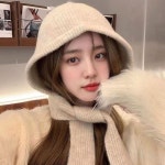 목도리모자 여자 귀여운 바라클라바 머플러 달린 후드 니트 모자