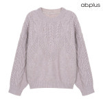 에이비플러스 Ab plusab plus 라운드넥 꽈배기 패턴 라인 울 니트 LSY4MW37A1930097