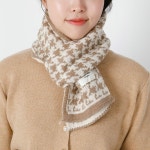 니트 미니 쁘띠 숏 머플러 짧은 체크 여성 목도리