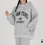 모이르벨라 여성용 유니브 레터링 기모 후드 티셔츠 T24FW2-A1140