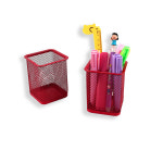 철망 연필꽂이 사각빨강