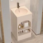 레트로 세면대 하부장 빈티지 개수대 펜션 오렌지색 컬러 탑볼