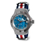 보스톡 VOSTOK Amphibia Scuba Dude 오토매틱 셀프 와인딩 다이버 손목 시계 가죽 다이버 5-스트라이프 060059
