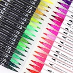 전문 더블 헤드 수채화 브러시 펜 아트 마커 드로잉 스케치 만화 7 Black-rod-24colors