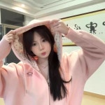 EAMT 여자 야구 점퍼 추동 플라워 배색 스위트 스쿨 가디건 후드 슈퍼히트 큐티 코트 YJ4