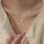 여성 심플한 은은유광 하트 펜던트 포인트 패션목걸이
