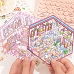 카드 애호가 레디 주식 미니어처 씬 시리즈 3D 입체 스티커 상점 도서관 만화 저널 3 개