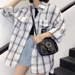 루즈핏 셔츠 롱 여성 체크무늬 캐주얼 기장 남방