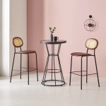 600 카페 원형 탁자 유니크한 바테이블 블랙스틸 인테리어 카페의자 원형식탁