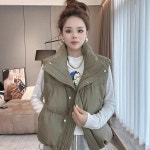 여자 데일리 무지 하이넥 스티치 패딩 조끼 SDW-VEP-SSD241107