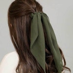 카키 리본곱창밴드 헤어슈슈 헤어악세사리