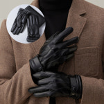 폰터치 기모 방한 보온방수 비건레더 가죽장갑