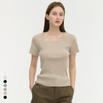 몽돌 골지 스퀘어넥 반팔 니트 mdkt076127037