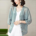 여성 가디건 여성 여름 프리사이즈 스크린 가디건 슬림핏 슬리브 숄 린넨 드레스 6 color