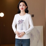 여자 롱루즈핏 티 셔츠 면 긴팔 가을 루즈핏 이너 자수 상의 BE3