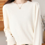 마켓에이 여성용 중년 라운드넥 심플 루즈핏 니트 T24FW3-A1289