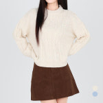 닷이프 여성용 파이 클래식 라운드 니트 크림화이트 T24FW1-A1150