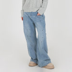 닷이프 여성용 점프 워싱 와이드 팬츠 청 P24FW1-A1204