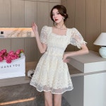 애니율 여성 여름 벌룬소매 레이스 원피스 사진 G4252