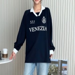 여자 티셔츠 풋볼 져지 긴팔 스포티룩 카라