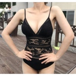 여자 여름 휴양지 풀빌라 비치룩 바캉스룩 모노키니 원피스 씨스루 시스루 수영복 M사이즈