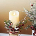 포시즌 레드열매 LED 양초 크리스마스장식