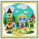 사계절 마을 계산 크로스 인쇄 키트 자수 바느질 2 Spring Village
