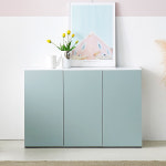 PNP 다용도 수납장 1200 오동나무 자체생산 18T LPM 볼레일 2단 수납공간 댐퍼도어 안전탭 스카이블루 H-G5231