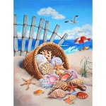 올레보 캔버스형보석십자수 Diy세트 라운드 비즈 핫 제품 60 x 70 cm 1세트 올레보 해변 G1118