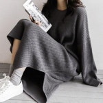 마이클로드 여성 봄원피스 하객 시크 와이드 옆트임 니트 원피스 롱 ADOR1