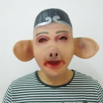 심쿵 파티용품 돼지가면 저팔계 공포 머리 소품 커버 라텍스 심쿵