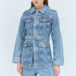 GANNI 25 가니 벨트 웨이스트 워싱 포일 슬림핏 데님 자켓 J1540 566