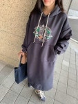 메인프린팅 후드 기모 롱원피스 데일리 맨투맨 홈웨어 30 40대 여자 가을 겨울
