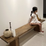 고재 벤치 사이드 스툴 대기석 월넛 현관 의자 카페 높이 원목 나무