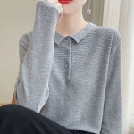 여자 롱루즈핏 티 셔츠 가을 얇은 긴팔 폴라 니트 터틀넥 프렌치 루즈핏 상의 이너 BE3