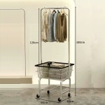 이동식 행거 철제 건조대 옷걸이 바구니 카트 세탁물 트롤리 스탠드 옷가게 사무실 선반 매장용
