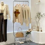 이동식행거 빨래바구니 2단 옷걸이 트롤리 철제 미드센츄리