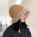 여성 골덴 퍼 버킷 햇 벙거지 겨울 털 모자