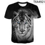 호랑이 3D 티Shirts 남여공용품 썸머 반소매 프린트 동물 쿨