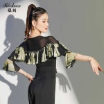 여성 스포츠댄스복 라틴 라인 점프슈트 댄스상의 A 배송메세지에 사이즈기재