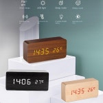 우드탁상시계 침실 테이블용 나무 디지털 스마트 인공태양알람시계 square Bamboo