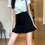 나누 피쉬 테일 플리츠 스커트 블랙색