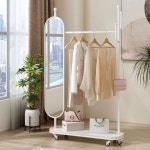 옷걸이 스탠드 선반 수납 이동식 전신거울행거 드레스룸 13 골드프레임 화이트타원대리석받침 60x32