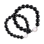 흑요석팔찌 흑석 천연석 원석 오닉스 불교 커플 팔찌