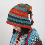 스티치 비니 방울 니트모자 손뜨개 벙거지