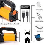 GEPROSMA 강력한 LED 손전등 고광도 USB C 충전식 매우 밝은 휴대용 스포트라이트 금속 대형 롱래스팅 랜턴 스트랩 고출력 대형 서치라이트